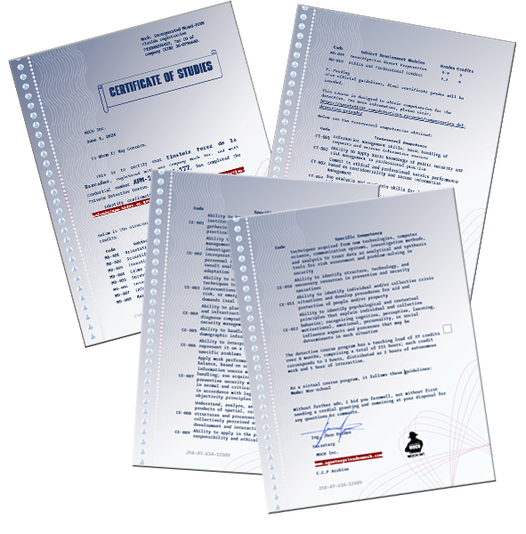 Certificate of studies of private detective